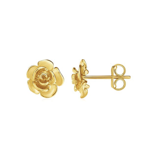 14k Yellow Gold Post Earrings with Roses - Whitestone Jewellery