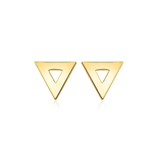 14k Yellow Gold Polished Open Triangle Post Earrings - Whitestone Jewellery