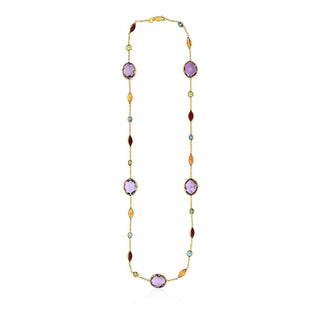 14k Yellow Gold Necklace with Multi-Colored Stones - Whitestone Jewellery