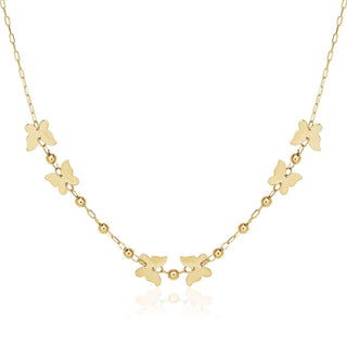 14k Yellow Gold 18 inch Necklace with Polished Butterflies and Beads - Whitestone Jewellery