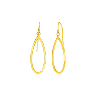 14k Yellow Gold Earrings with Polished Open Teardrop Dangles - Whitestone Jewellery