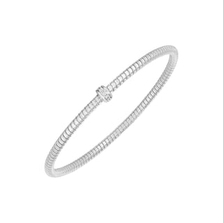 14k White Gold Bangle with Diamonds