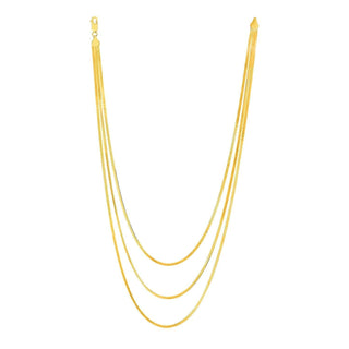 14k Yellow Gold Three Strand Herringbone Chain Necklace - Whitestone Jewellery