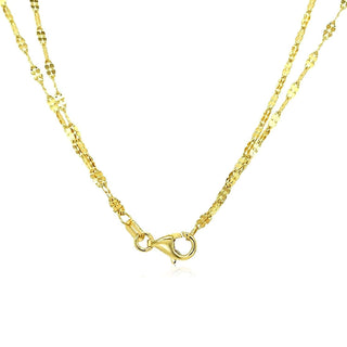 14k Yellow Gold Double Strand Chain with Puffed Heart Lariat Necklace - Whitestone Jewellery