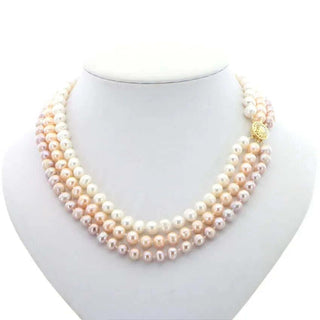 Pink 3 Row Classic Freshwater Pearl Necklace- Whitestone Jewellery 