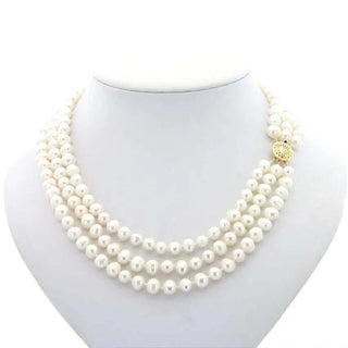 White 3row Freshwater Pearl Necklace- Whitestone Jewellery 