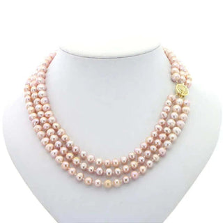 Classic 7-8mm 3-Row Freshwater Pearl Necklace- Whitestone Jewellery 